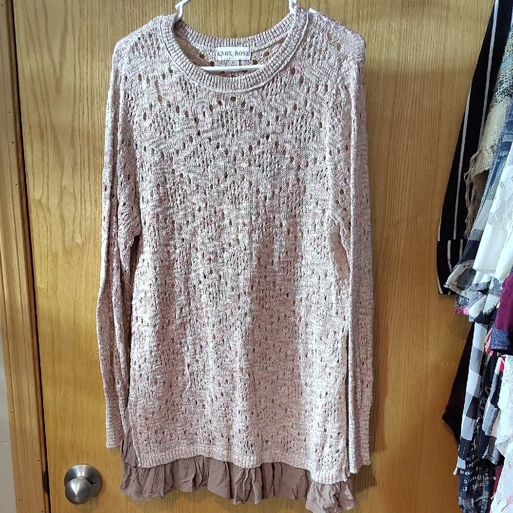 Knox Rose Blush Pink Open Knit Sweater
